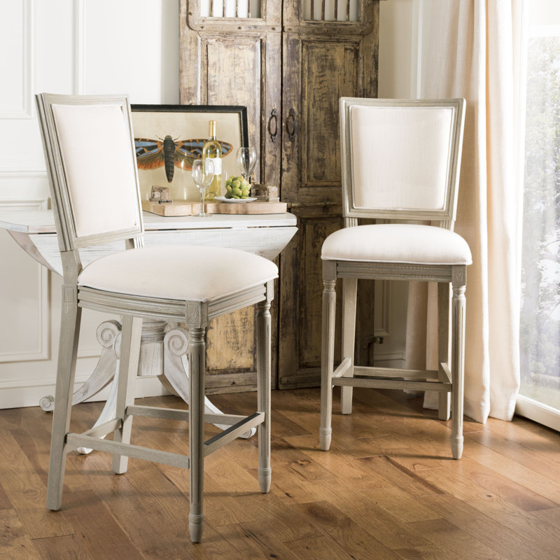 Counter & Bar Stool, Bar Stool (30" Seat Height), Light Beige/ Rustic Gray Frame