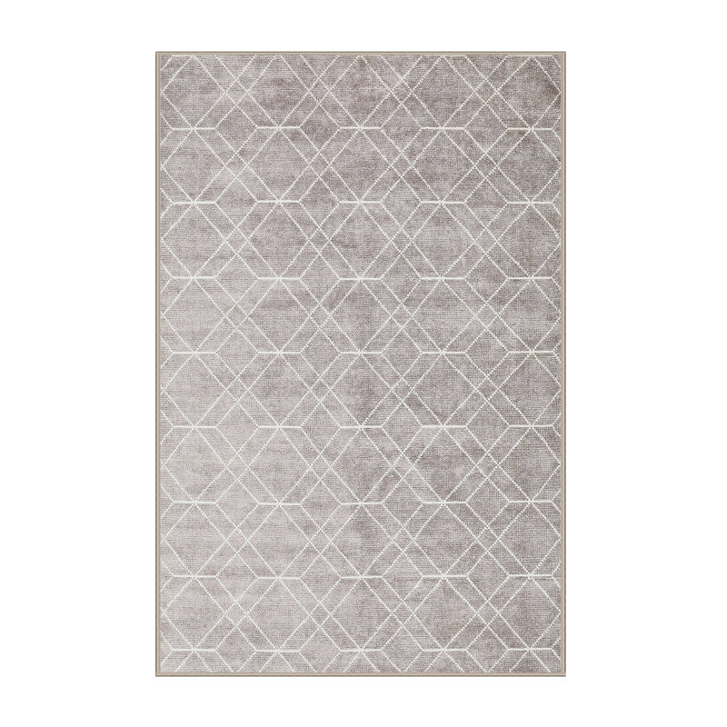Tapis contemporain gris / blanc, Rectangle 2 pi x 3 pi