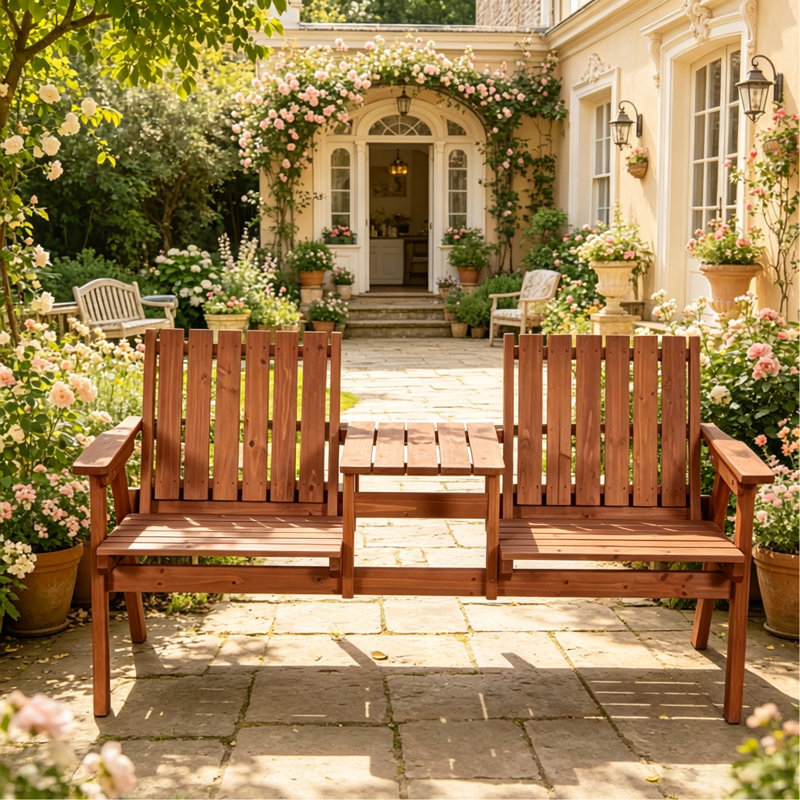 Banc d'extérieur, banc de véranda en bois, banc de jardin (sans le parasol)