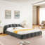 Élégante base de lit tapissier en chenille élégante, tête de lit épaisse incurvée et pied de lit enveloppé, lit de plancher à profil bas, aucun sommier requis, assemblage facile-1806468309-1806468308