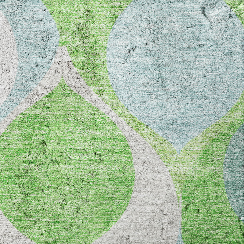 Tapis Dream Shag ADS749 de style moderne du milieu du siècle, lavable à la machine de qualité supérieure, Lime, 3' x 5'