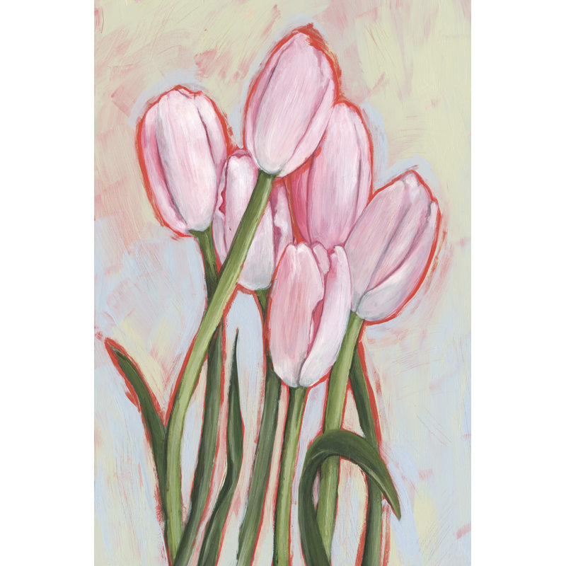 Peppy Tulip II by Annie Warren -  Painting, 122 cm H x 81 cm W, Black Floater Framed