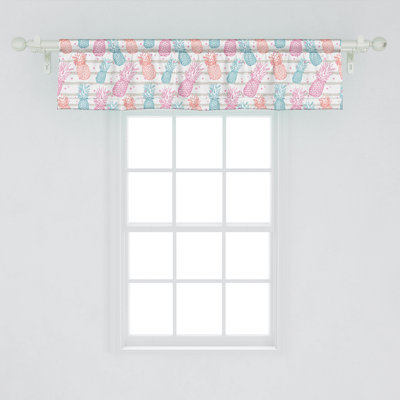 Ambesonne Tropical Valance Pack of 2 Colorful Pineapple Sketch Pink Coconut