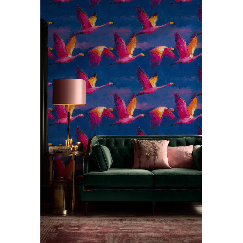Papier peint abstrait flamants roses, Non tissé, non collé