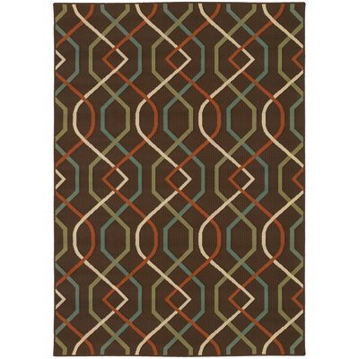 Tapis géométrique brun / ivoire Ashmi