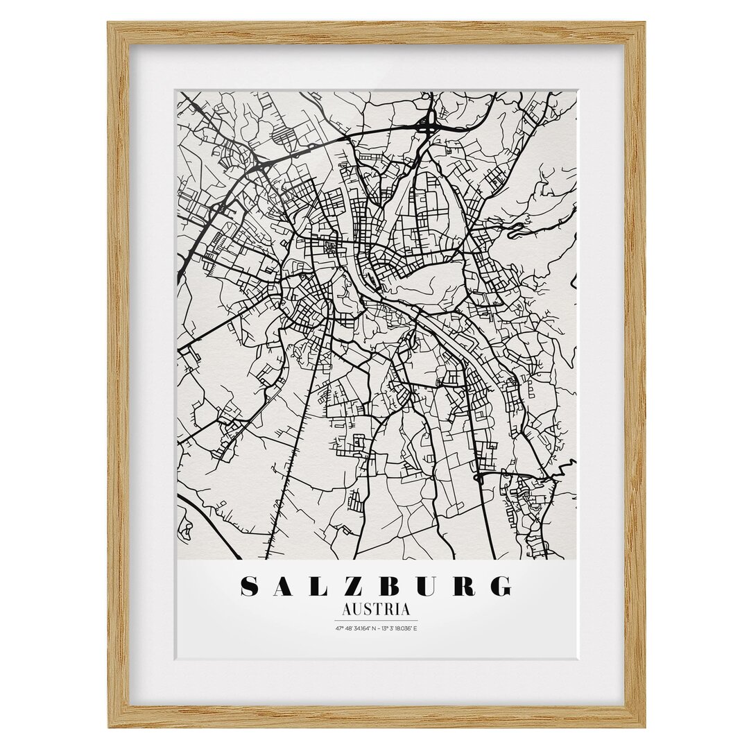 Gerahmtes Poster Classic Salzburg Street Map