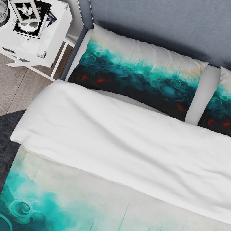 Ensemble de housse de couette bleu et noir, Housse de couette pour grand lit et 2 taies décor