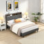 Base de lit tapissier grand format avec tête de lit moderne en tissu capitonné-664725478