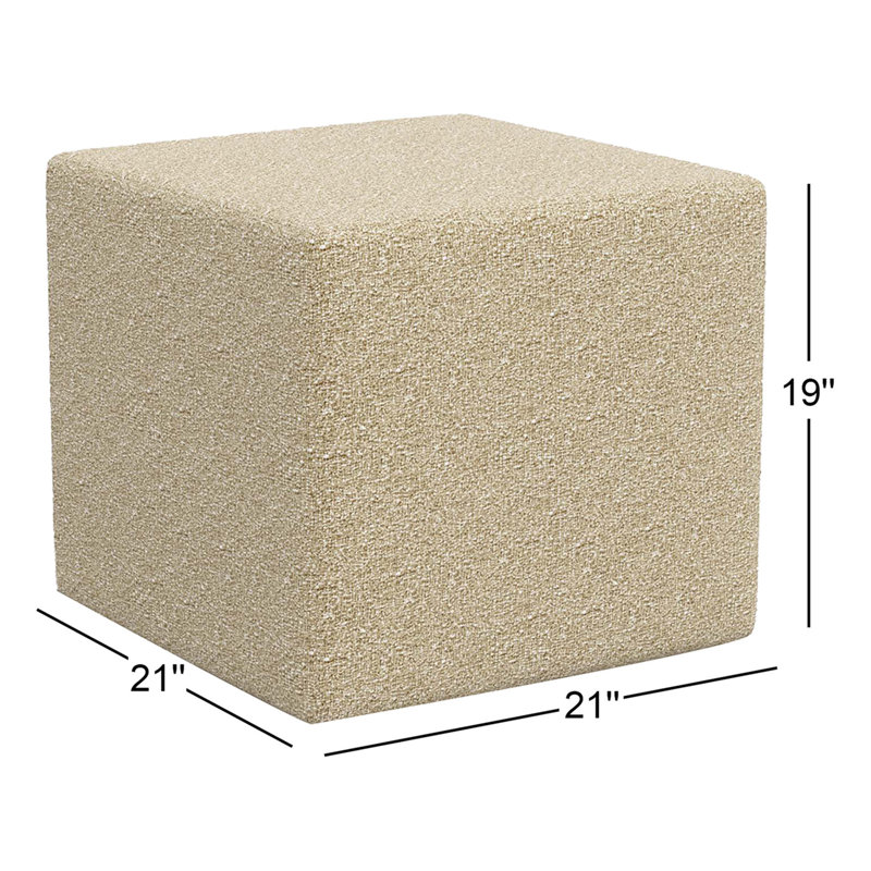 Bence Upholstered Ottoman, Classic Buff Boucle
