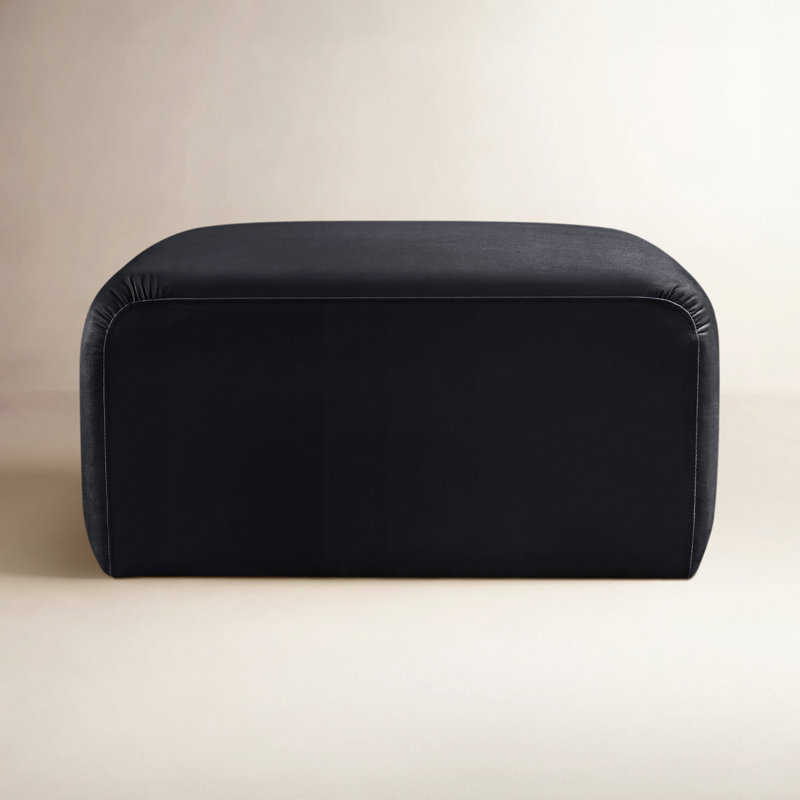 Hingham Josie 31" Velvet Ottoman, Black Velvet