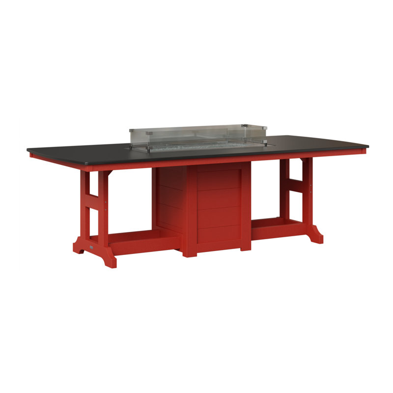 Berlin Gardens Garden Classic 96″ Fire Pit Bar Table, 39.5" H x 44" W x 96" D, Hammered Top Black with Scarlet Red Base
