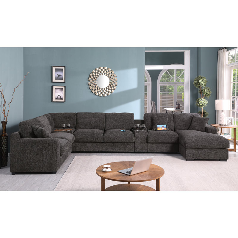 Devendra Upholstered Corner Sectional, Gray Chenille