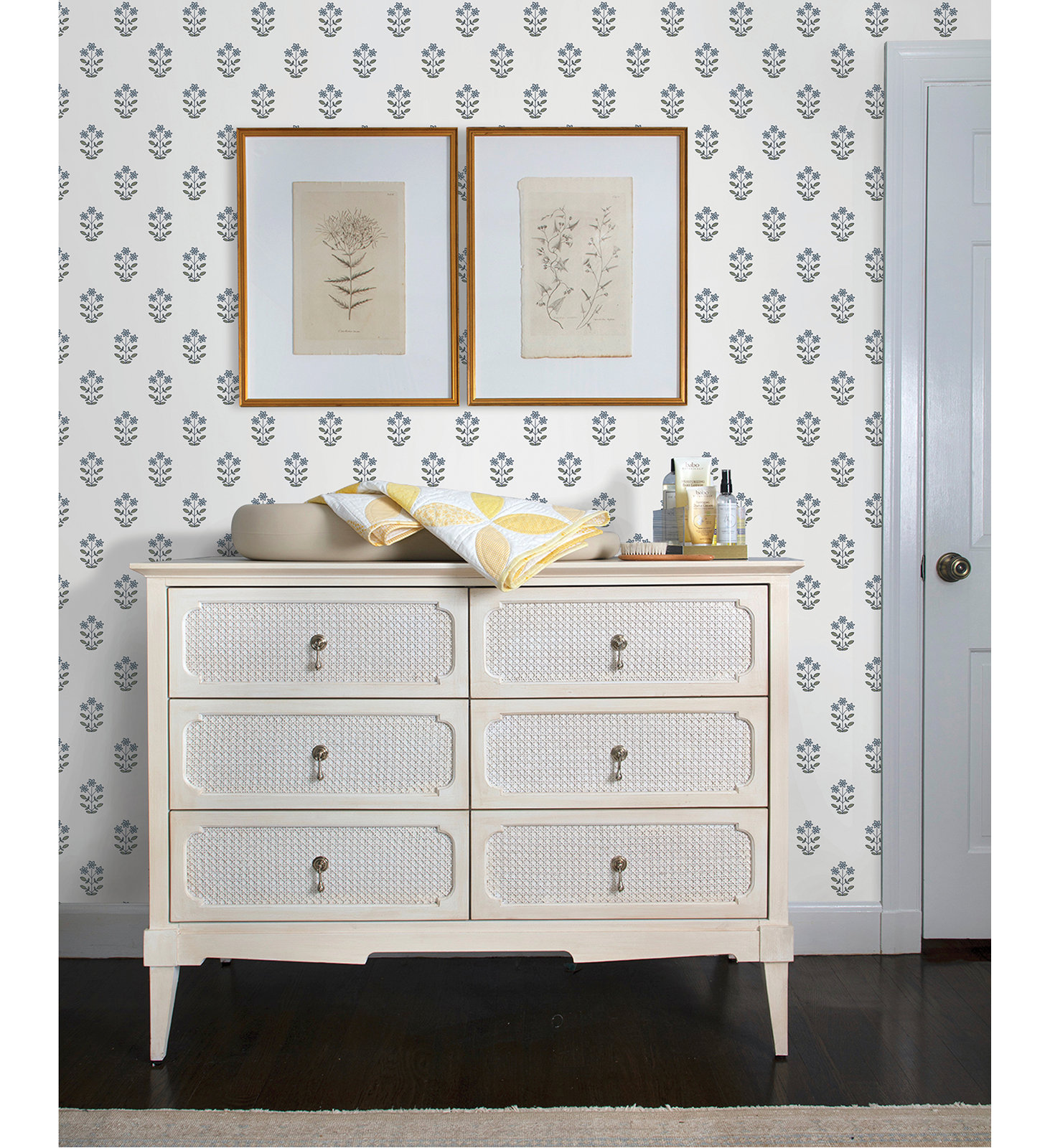 Floral Wallpaper, Blue Heather