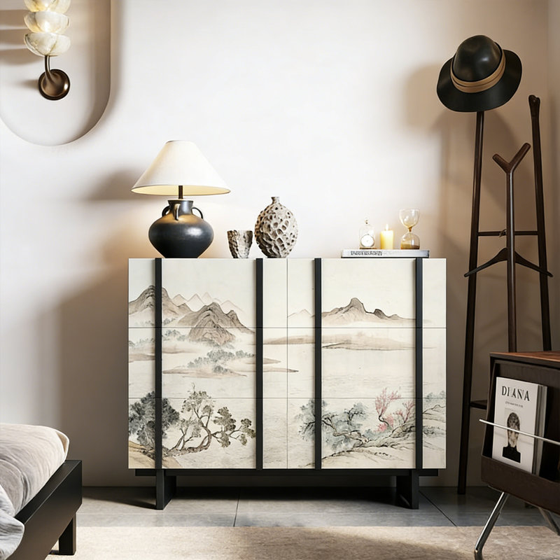 Commode de rangement compacte en bois massif pour la maison