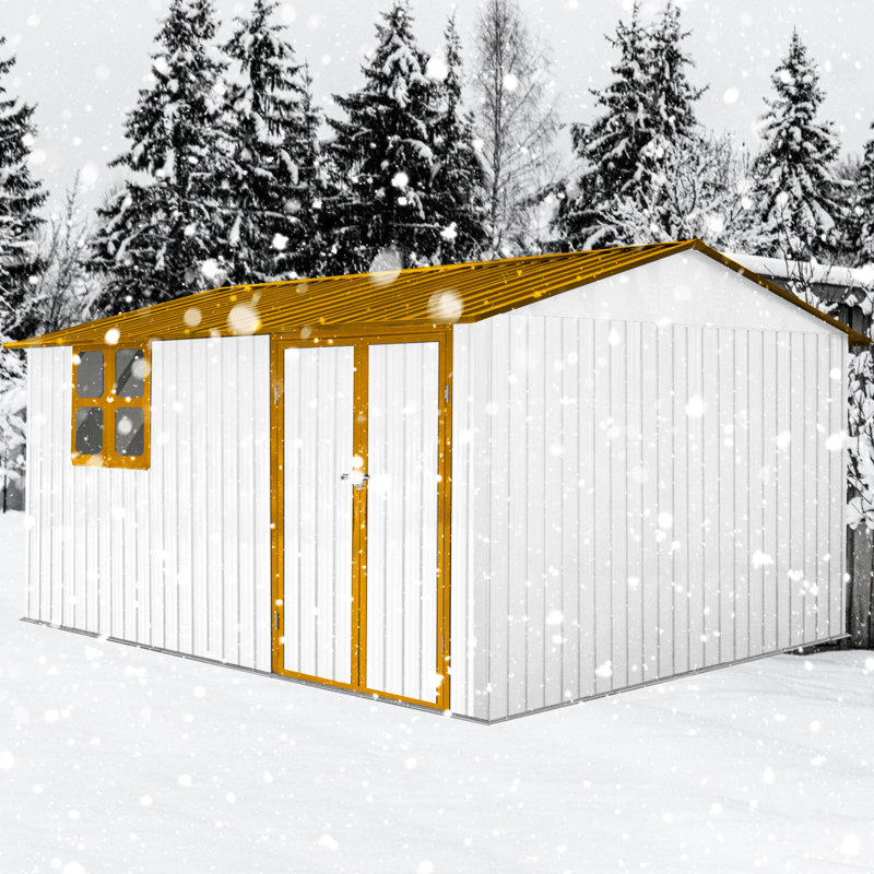 Remise de rangement en métal en métal 10 pi x 12 pi - Étanche, verrouillable, avec fenêtre et évent extérieur, imperméable avec porte d'air