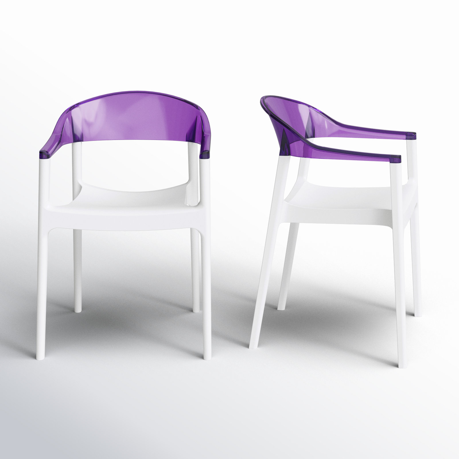 Stella Stackable Patio Armchair, White/Transparent Violet