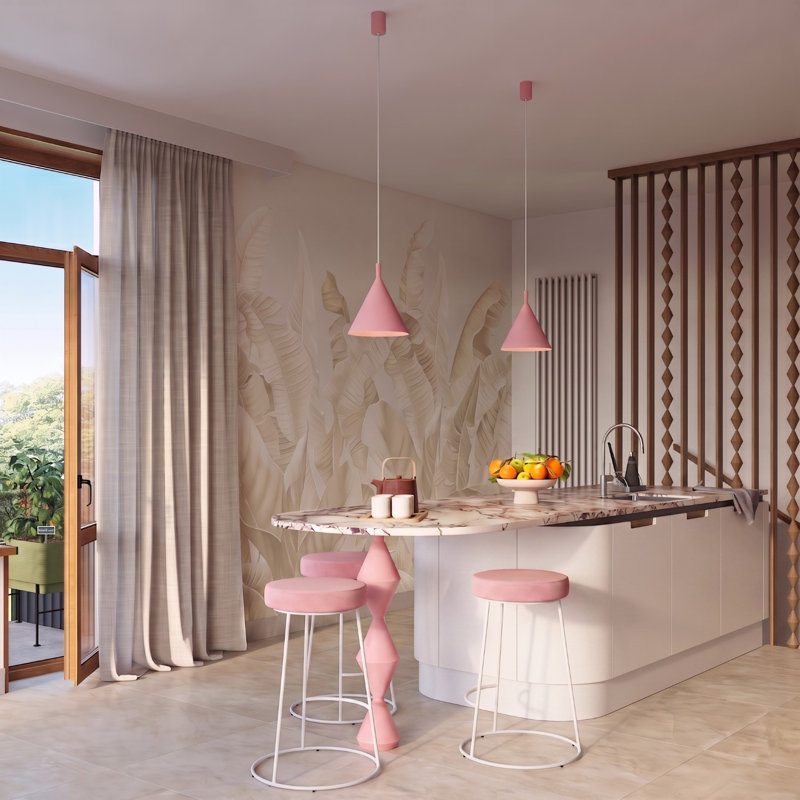 Pendant lamp NOX 25 white, 24,5x24,5x140 cm, Pink