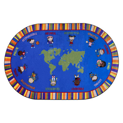 Tapis rectangulaire pour enfants 4 pi x 6 pi KidCarpet Our World of Vertue Classroom Tapis pour enfants, salle de classe et salle de jeux | Tapis pour enfants