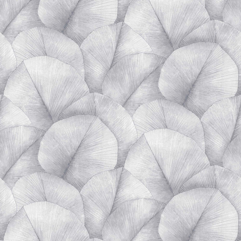 Kumano Repeatable Palm Leaf 4-Panel Wall Mural, Gray