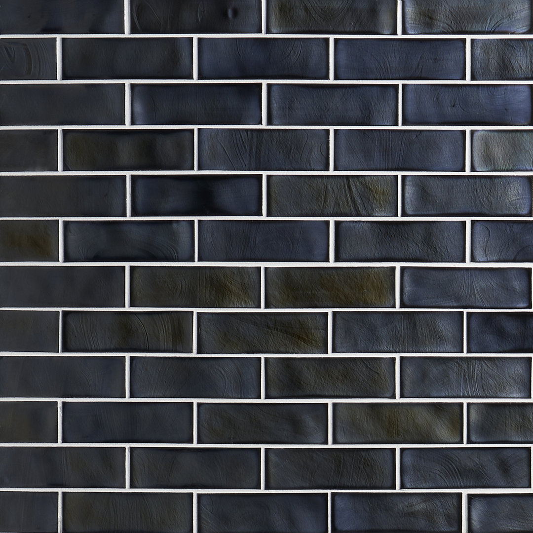 Glamor Iridescent 11.81" x 11.81" Subway Tile Look Glass Mosaic Wall Tile Bond Tile 