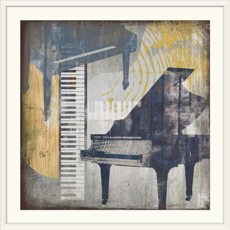 « pianos » par david fischer, reproduction d’art, H 32 po x l 32 po x P 1 po, Cadre blanc