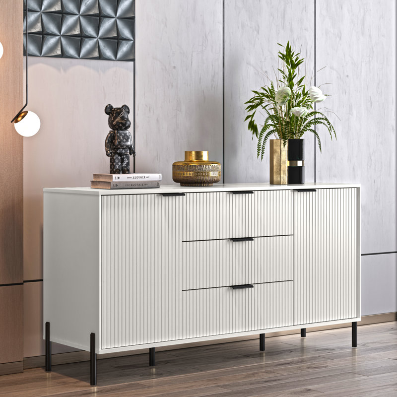 Commode Anju, Noir / blanc cassé