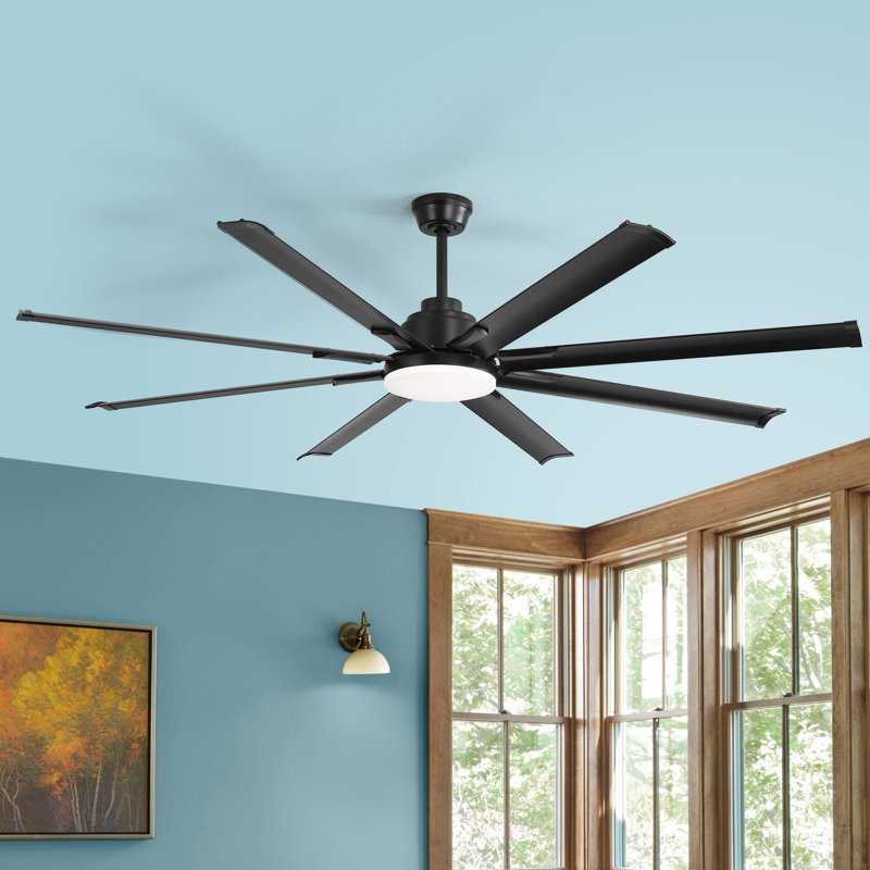 8 Aluminum Blades Modern Classic Smart Large Ceiling Fan With Light And Control And App Function, 84" W