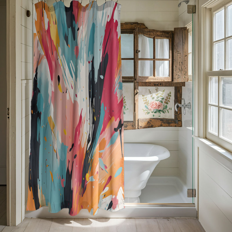 Artistic Strokes - Premium Shower Curtain, 74"H x 71"W