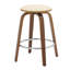 Tabouret de comptoir rond en cuir Hoxha avec structure en peuplier teint et pivotant à 360 degrés Collection Hoxha-106908433