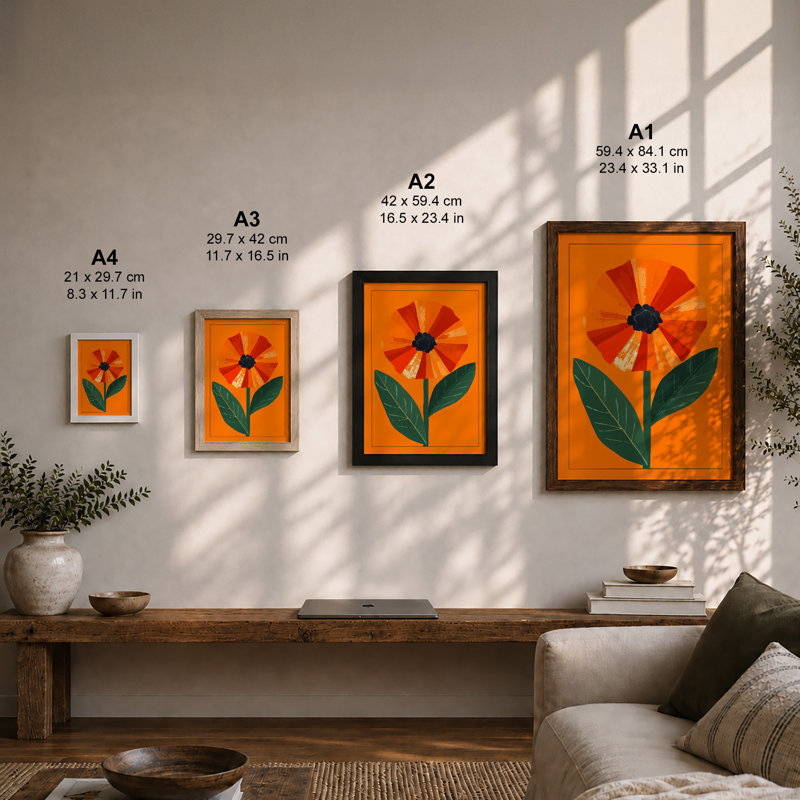 Modern Bloom Botanical - Framed Print, A4 - 29.7 x 21.0 cm, Walnut