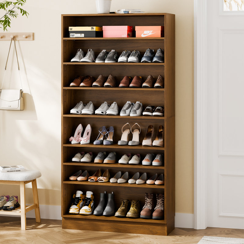 40 Pair Shoe Cabinet with Adjustable Shelves, Brown