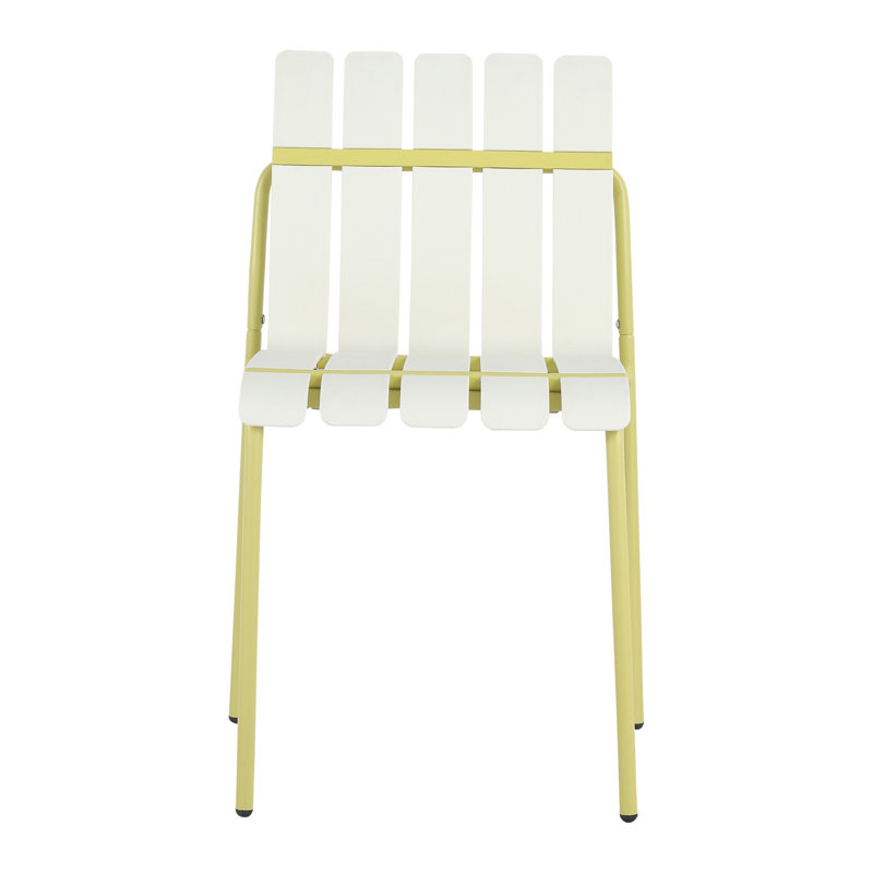 Ensemble de 4 chaises à blocs de couleur à rayures modernes, Grain jaune, blanc