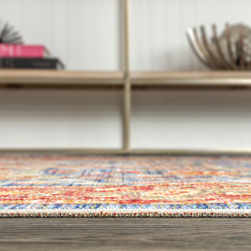 Stith Persian Plum/Terracotta Rug, Rectangle 5'3" x 7'7"