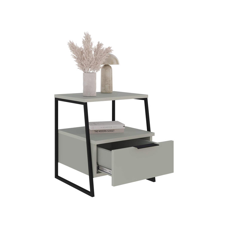 Sushama Modern Bedside Table With Drawer 45cm Wide, Green