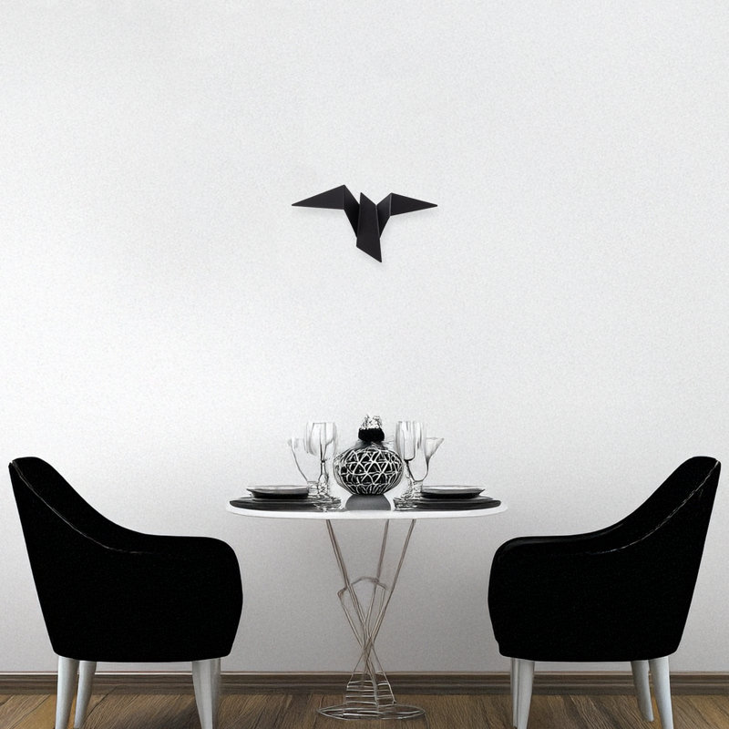 Applique murale oiseau en métal 3000K, H 4,7 po x l 12,2 po x P 6,3 po, Noir, noir, noir, noir