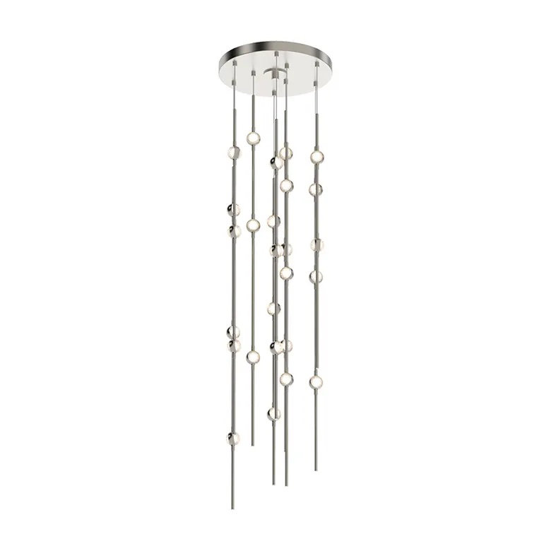 Constellation Andromeda Satin Nickel 40" LED Pendant with Crystal Lens