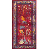 Small Scatter Size Chinese - Art Deco Knotted 1920s Antique Coral Wool Rectangle Rug