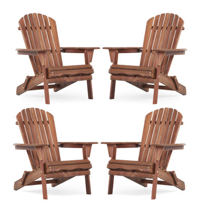 Ensemble de 4 chaises Adirondack pliantes en bois de cèdre - sièges de patio pour le jardin, la terrasse, la pelouse et la cour, partiellement pré-assemblés, meubles en cèdre durables et confortables