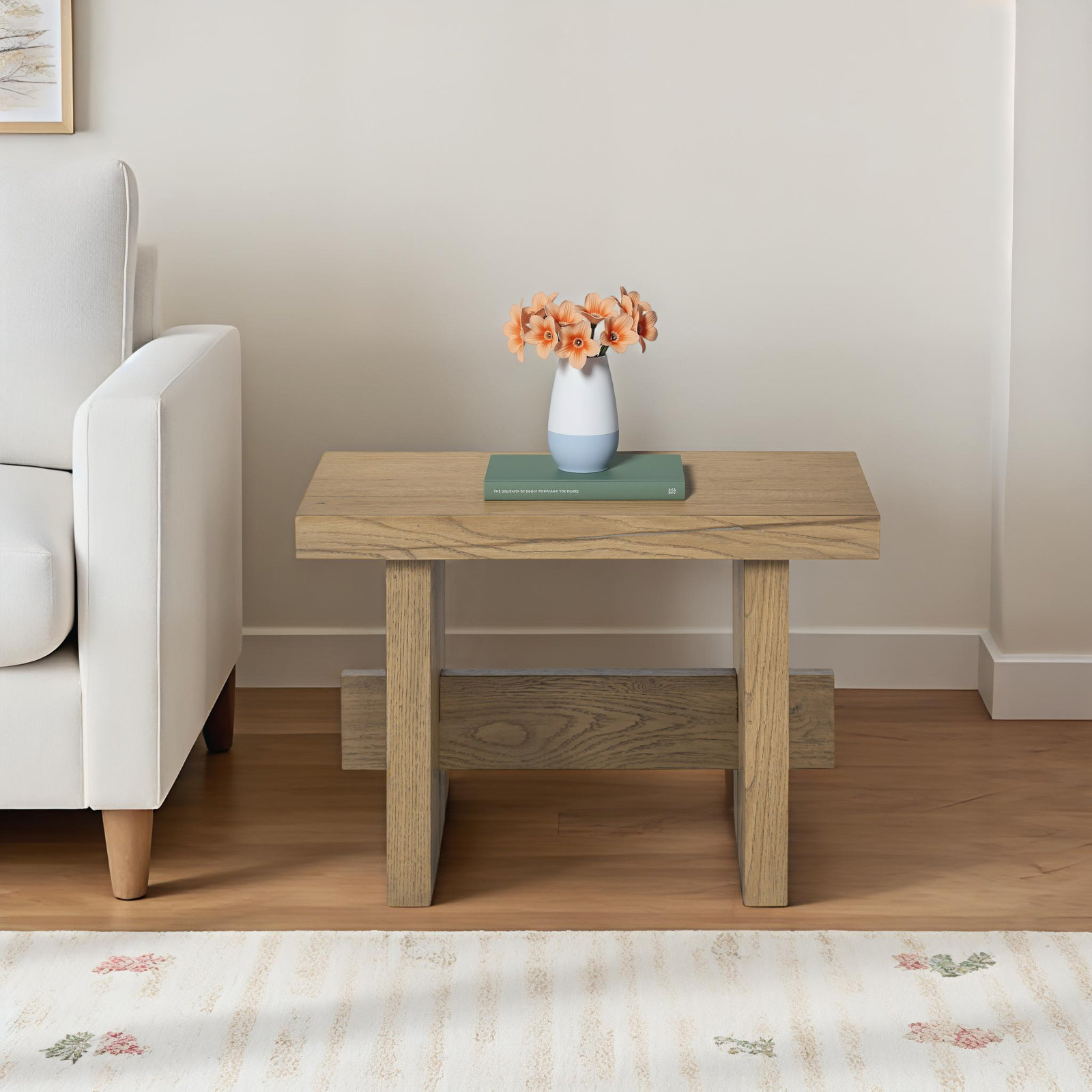 Conti End Table, Rubbed Light Oak