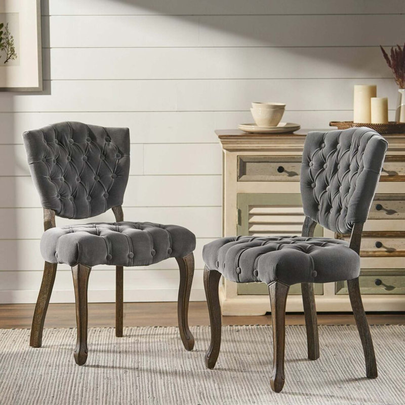 Chaise capitonnée Kd (ensemble de 2), Gris anthracite
