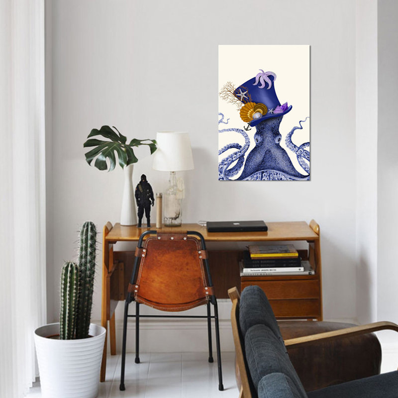 « octopus nautique hat », impression sur toile tendue, H 12 po x l 8 po x P 0,75 po