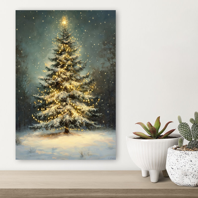 «Snowy Christmas Tree Elegant Peaceful Serene Christmas Tree Forest Winter», reproduction d'art murale, 18" H x 12" W