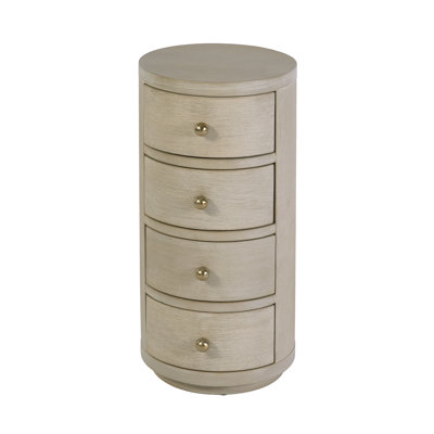Table de bout ronde à 4 tiroirs en bois l 12 po Nora, taupe antique