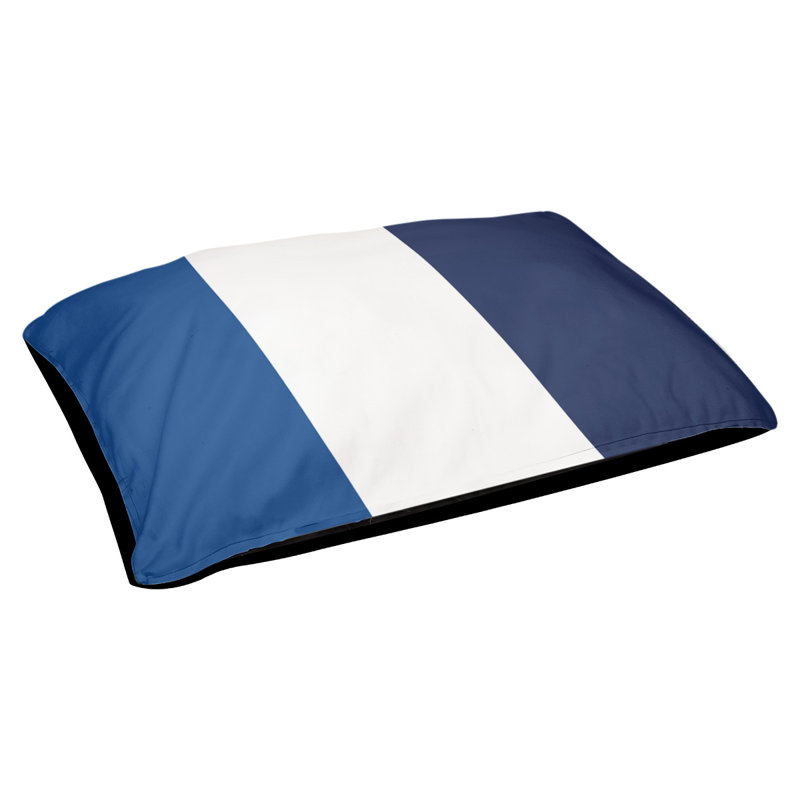 Coussin Oakland, Grand (l 40 po x P 30 po x H 14 po), Bleu royal / blanc / bleu marine