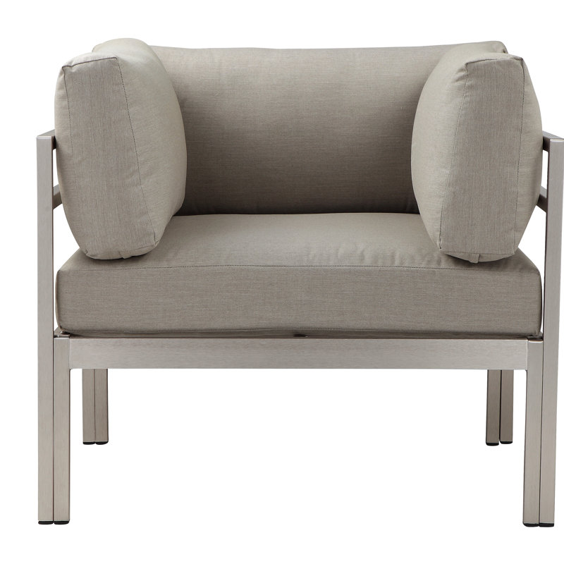 Pangea Home Novae Aluminum Outdoor Patio Chair with Quick-Dry Cushions – Modern Lounge Chair with Large Comfortable Cushions & Easy Assembly