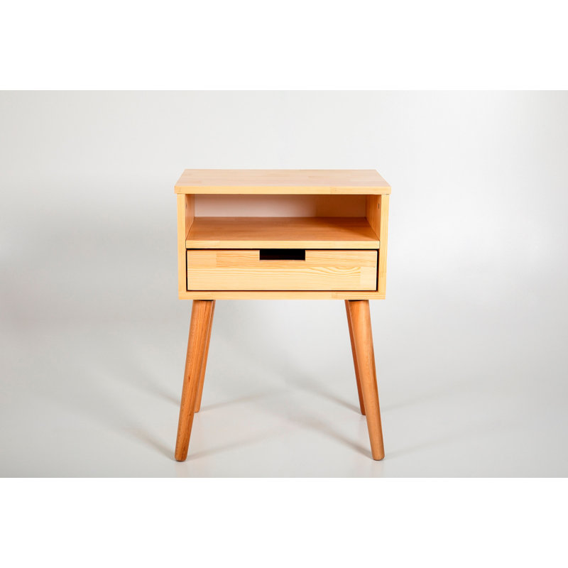 Adelgund 55cm W Solid Wood Bedside Table