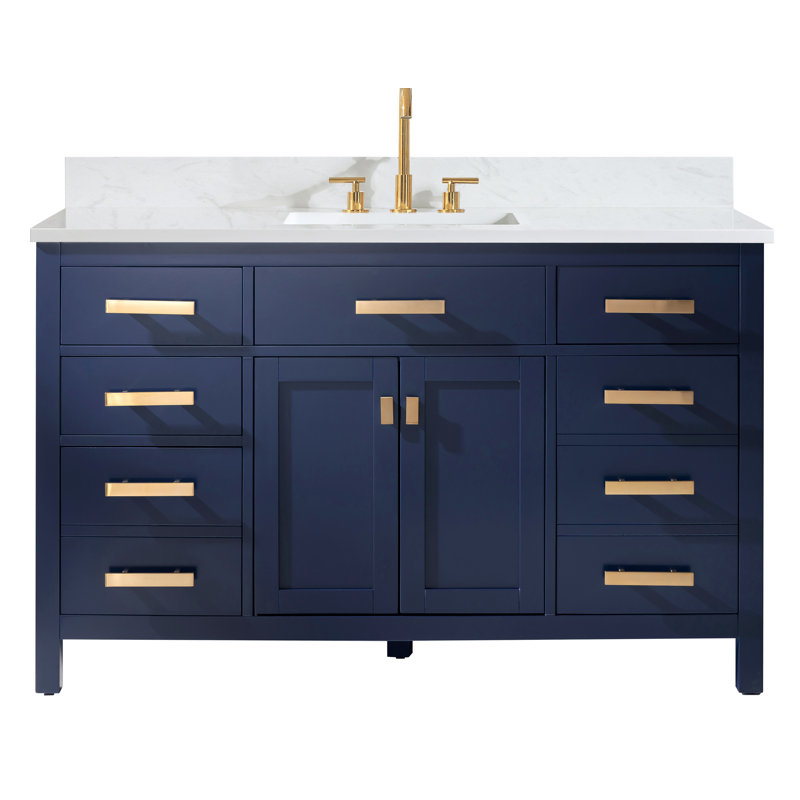 Ensemble de meuble-lavabo simple 54 po Binion, Bleu