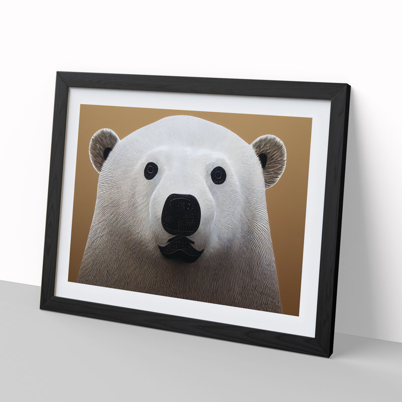 XH1022-6832X Peaceful Polar Bear Abstract - Picture Frame Print, Black, 46cm H x 64cm W x 2cm D