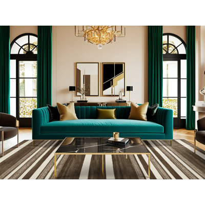  Tapis lavable rayé blanc bronze