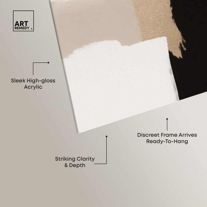 Décoration murale neutre en acrylique beige et noir III par Art Remedy, prête à être accrochée, H 15 po x l 10 po